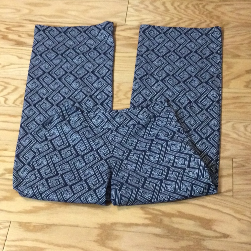 XS Persifor navy geometric print stretch wide leg pants